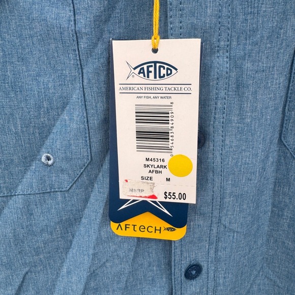 AFTCO Fishing Shirt Mens Medium Short Sleeve Button Up Vented Hiking NEW - Picture 5 of 10